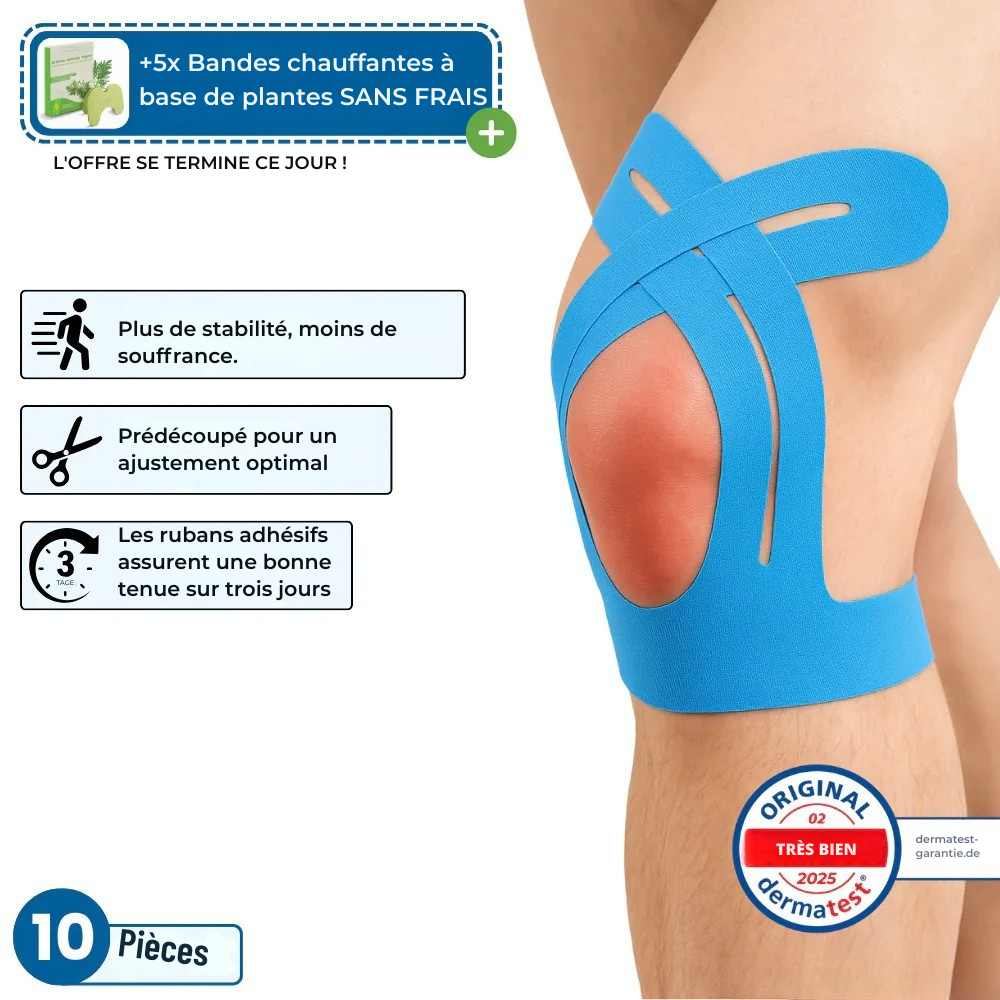 Bandes Kinésiologiques Chauffantes pour Genou – Stabilité & Soulagement