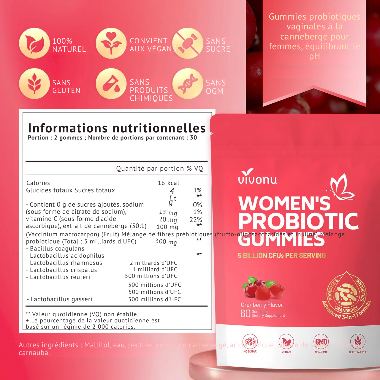 Gummies probiotiques vaginaux