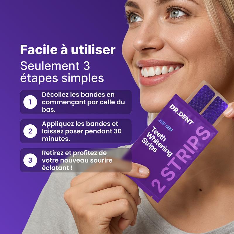 Bandes Blanchissantes Violettes – Sourire Visiblement Plus Blanc en 30 Minutes